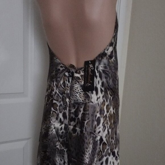 Rachael G. Satin Animal Print Summer Dress, Size M - Picture 6 of 14